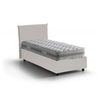 Letto singolo Domnitor, Letto contenitore con rivestimento in ecopelle, Made in Italy, Apertura frontale, con materasso cm 80x200 incluso, Bianco