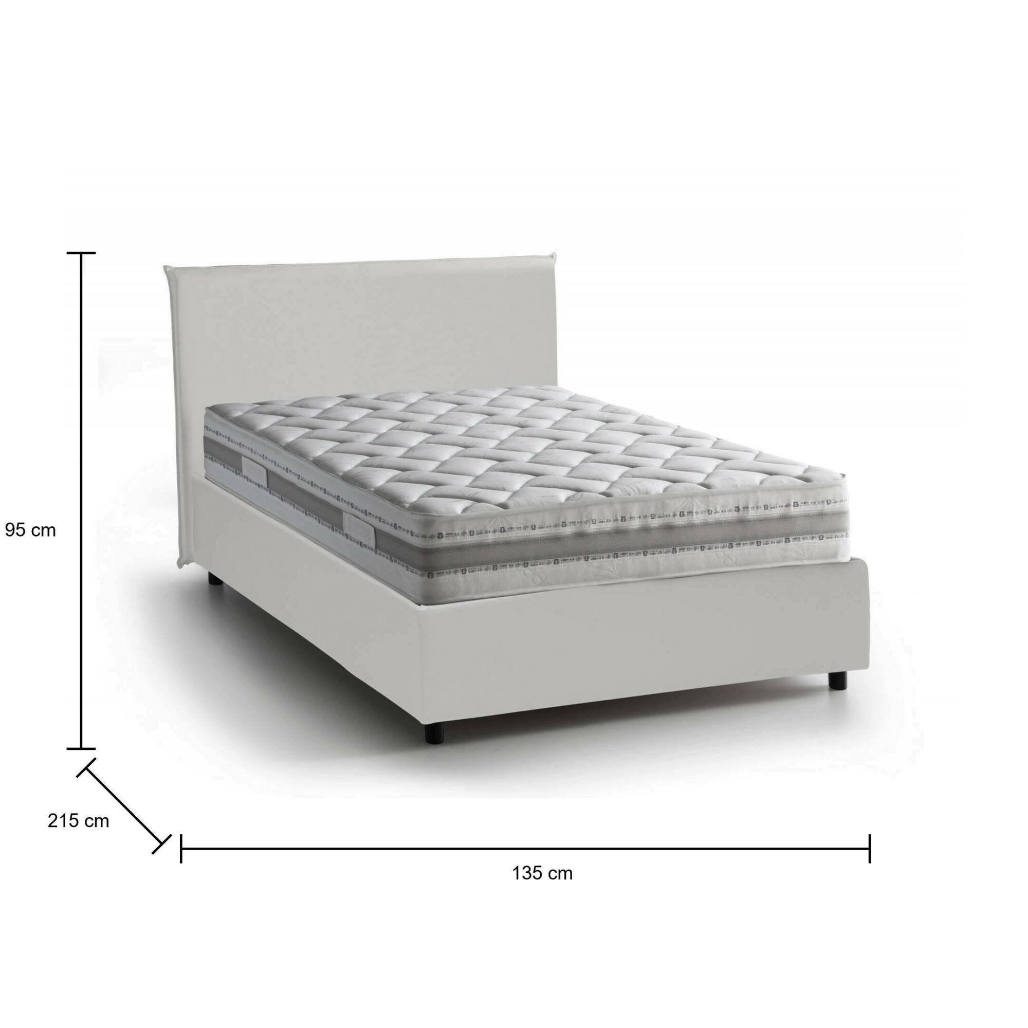 Re, Letto Piazza e Mezza Materasso Incluso Made in Italy, Bianco