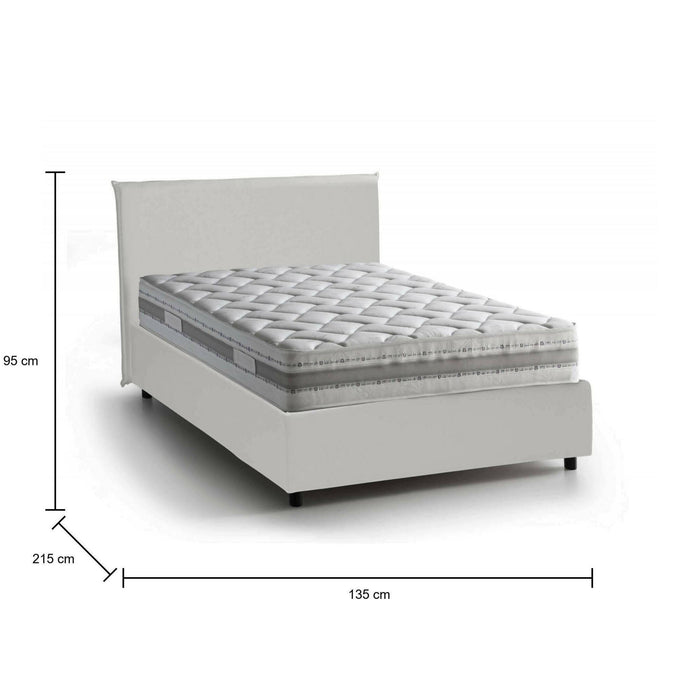Re, Letto Piazza e Mezza Materasso Incluso Made in Italy, Bianco