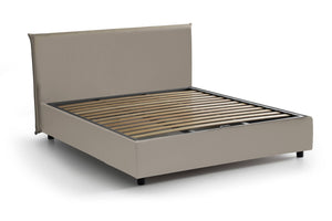 Letto matrimoniale Argain, Letto contenitore con rivestimento in ecopelle, Made in Italy, Apertura frontale, con materasso cm 140x190 incluso, Tortora