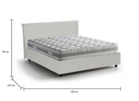 Letto matrimoniale Morganite, Letto contenitore con rivestimento in ecopelle, Made in Italy, Apertura frontale, con materasso cm 140x200 incluso, Bianco