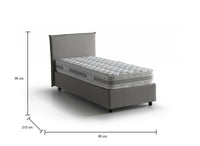 Letto singolo Boudicca, Letto contenitore con rivestimento in tessuto, Made in Italy, Apertura frontale, con materasso cm 80x200 incluso, Grigio