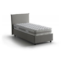 Letto singolo Boudicca, Letto contenitore con rivestimento in tessuto, Made in Italy, Apertura frontale, con materasso cm 80x200 incluso, Grigio