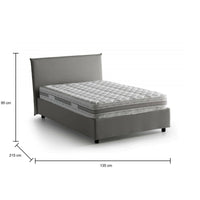 Letto piazza e mezza Alvino, Letto contenitore con rivestimento in tessuto, Made in Italy, Apertura frontale, con materasso cm 120x200 incluso, Grigio