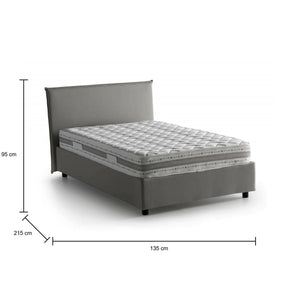 Letto piazza e mezza Alvino, Letto contenitore con rivestimento in tessuto, Made in Italy, Apertura frontale, con materasso cm 120x200 incluso, Grigio