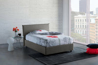 Letto piazza e mezza Alvino, Letto contenitore con rivestimento in tessuto, Made in Italy, Apertura frontale, con materasso cm 120x200 incluso, Grigio
