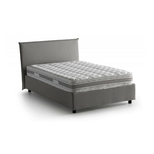 Letto piazza e mezza Alvino, Letto contenitore con rivestimento in tessuto, Made in Italy, Apertura frontale, con materasso cm 120x200 incluso, Grigio