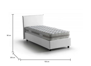 Letto matrimoniale Alion, Letto contenitore con rivestimento in tessuto, Made in Italy, Apertura frontale, con materasso cm 140x190 incluso, Bianco