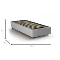 Letto singolo Angelina, Letto contenitore con rivestimento in ecopelle, Made in Italy, Apertura frontale, adatto per materasso cm 90x190, Bianco