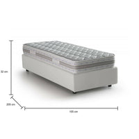 Letto singolo Nantine, Letto contenitore con rivestimento in ecopelle, Made in Italy, Apertura frontale, con materasso cm 90x190 incluso, Bianco