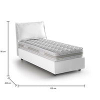 Letto singolo Animal, Letto contenitore con rivestimento in tessuto, Made in Italy, Apertura frontale, con materasso cm 90x190 incluso, Bianco