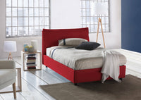 Letto piazza e mezza Attinia, Letto contenitore con rivestimento in tessuto, Made in Italy, Apertura frontale, con materasso cm 120x190 incluso, Rosso