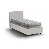 Letto singolo Bernarda, Letto contenitore con rivestimento in ecopelle, Made in Italy, Apertura frontale, con materasso cm 90x190 incluso, Bianco