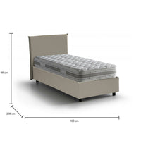 Letto singolo Bernarda, Letto contenitore con rivestimento in ecopelle, Made in Italy, Apertura frontale, con materasso cm 90x190 incluso, Tortora