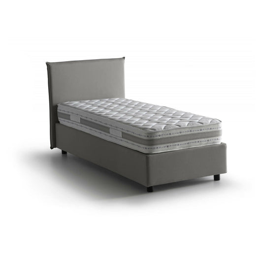Letto singolo Arminius, Letto contenitore con rivestimento in tessuto, Made in Italy, Apertura frontale, con materasso cm 90x190 incluso, Grigio