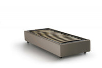 Letto singolo Aribal, Letto contenitore con rivestimento in tessuto, Made in Italy, Apertura frontale, con materasso cm 90x200 incluso, Tortora