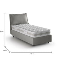 Letto singolo Arzon, Letto contenitore con rivestimento in tessuto, Made in Italy, Apertura frontale, con materasso cm 90x200 incluso, Grigio