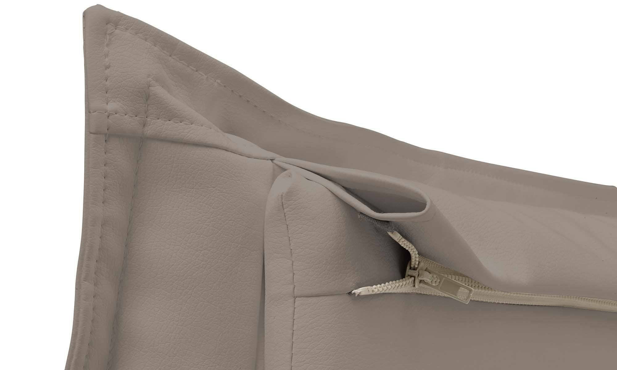 Letto singolo Assoreta, Letto contenitore con rivestimento in ecopelle, Made in Italy, Apertura frontale, con materasso cm 90x200 incluso, Tortora