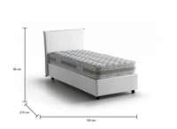 Letto singolo Alison, Letto contenitore con rivestimento in tessuto, Made in Italy, Apertura frontale, con materasso cm 90x200 incluso, Bianco