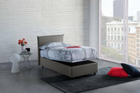 Letto singolo Alison, Letto contenitore con rivestimento in tessuto, Made in Italy, Apertura frontale, con materasso cm 90x200 incluso, Grigio