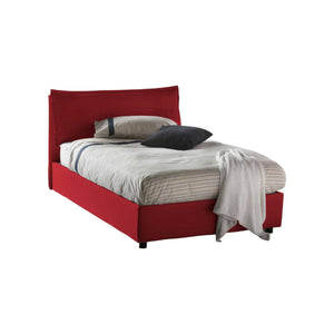 Letto piazza e mezza Abbygale, Letto contenitore con rivestimento in tessuto, Made in Italy, Apertura frontale, con materasso cm 120x200 incluso, Rosso