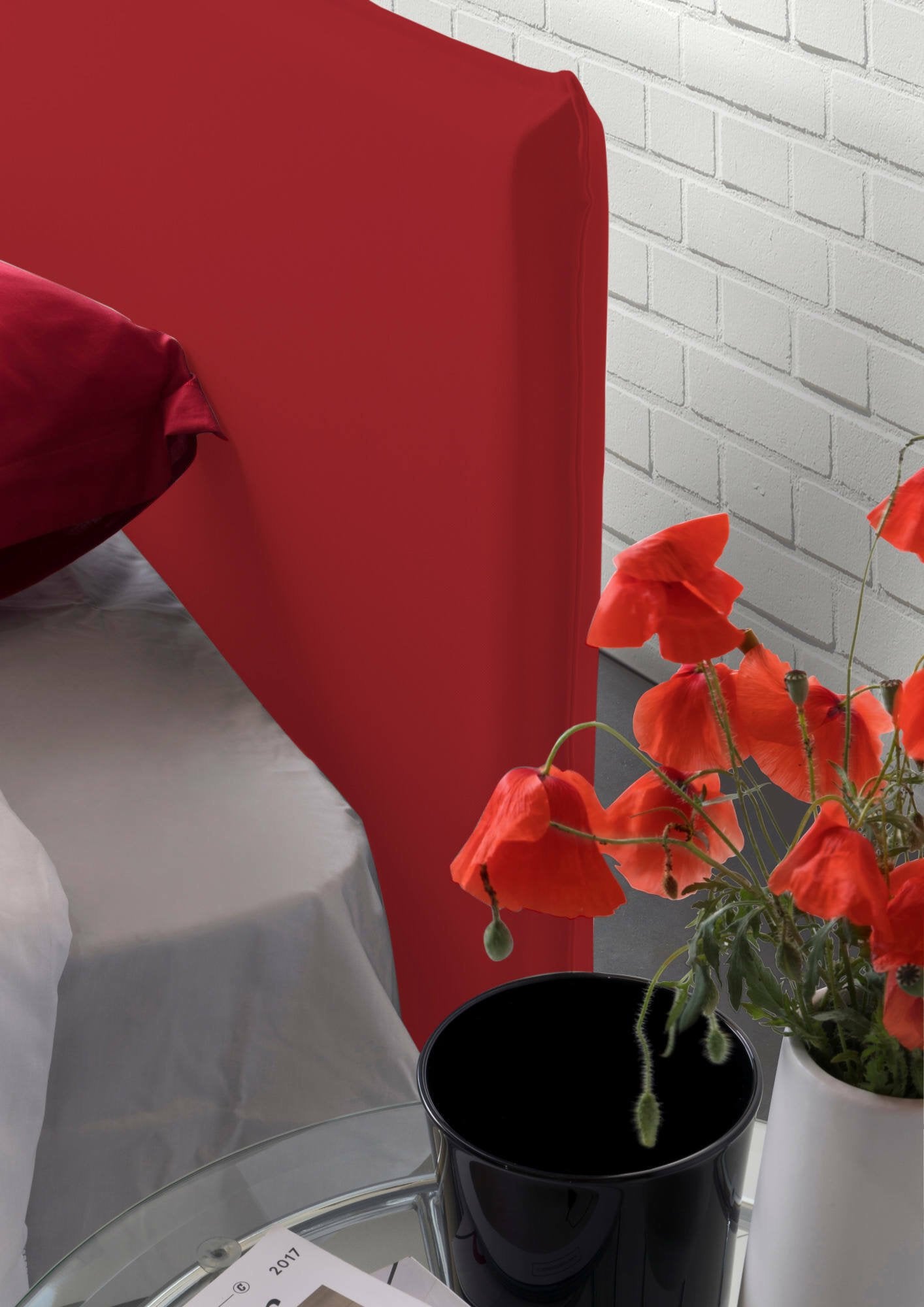 Letto piazza e mezza Alvino, Letto contenitore con rivestimento in tessuto, Made in Italy, Apertura frontale, con materasso cm 120x200 incluso, Rosso