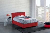 Letto piazza e mezza Alvino, Letto contenitore con rivestimento in tessuto, Made in Italy, Apertura frontale, con materasso cm 120x200 incluso, Rosso