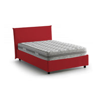 Letto piazza e mezza Alvino, Letto contenitore con rivestimento in tessuto, Made in Italy, Apertura frontale, con materasso cm 120x200 incluso, Rosso