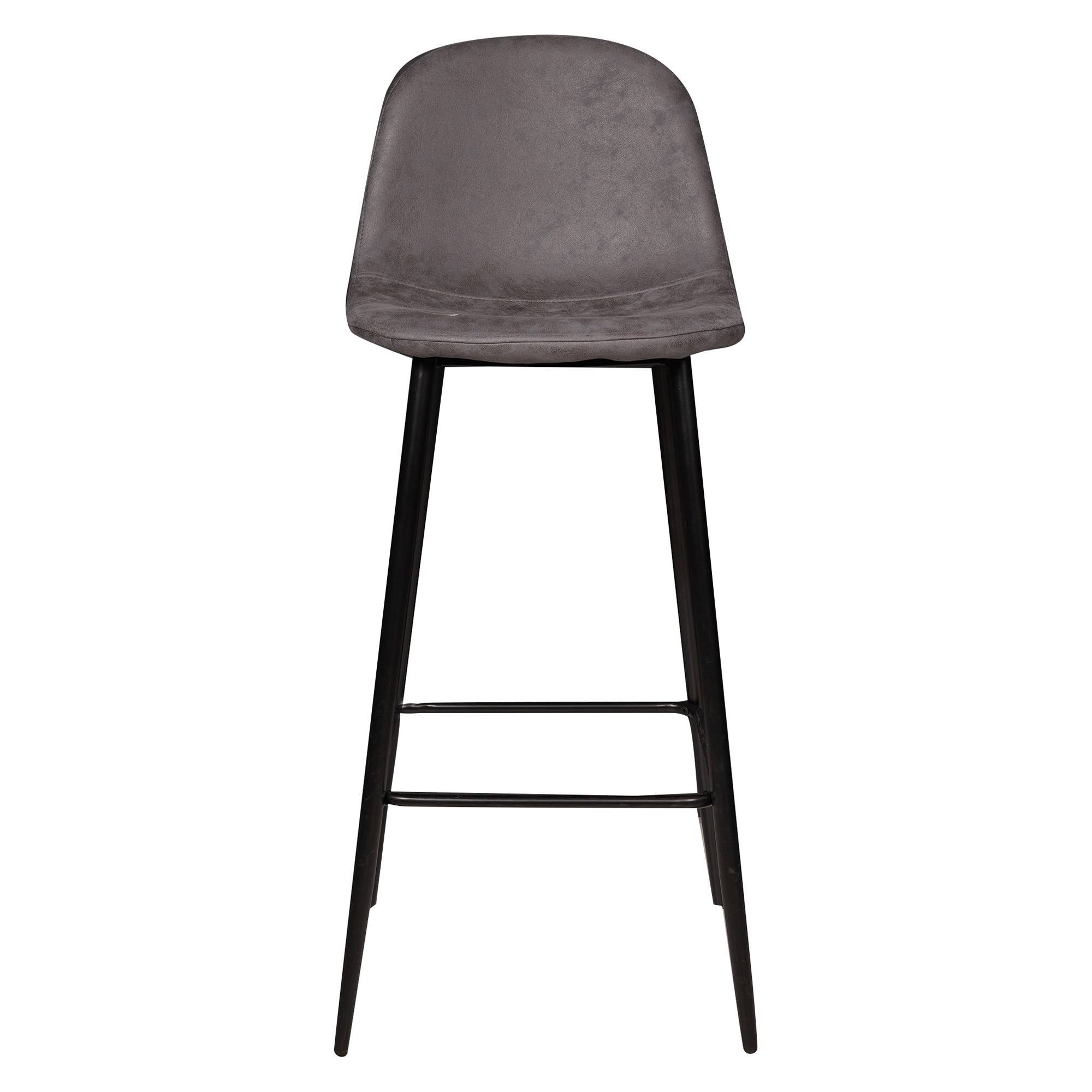 Sgabello alto da cucina in ecopelle con gambe in metallo, Sgabello con schienale per colazione, Sgabello comodo da bar, cm 44x43h106, colore Antracite