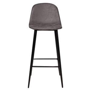 Sgabello alto da cucina in ecopelle con gambe in metallo, Sgabello con schienale per colazione, Sgabello comodo da bar, cm 44x43h106, colore Antracite