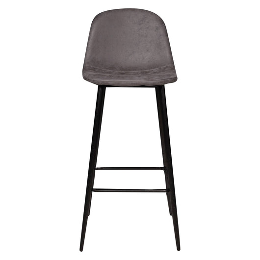 Sgabello alto da cucina in ecopelle con gambe in metallo, Sgabello con schienale per colazione, Sgabello comodo da bar, cm 44x43h106, colore Antracite