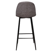 Sgabello alto da cucina in ecopelle con gambe in metallo, Sgabello con schienale per colazione, Sgabello comodo da bar, cm 44x43h106, colore Antracite