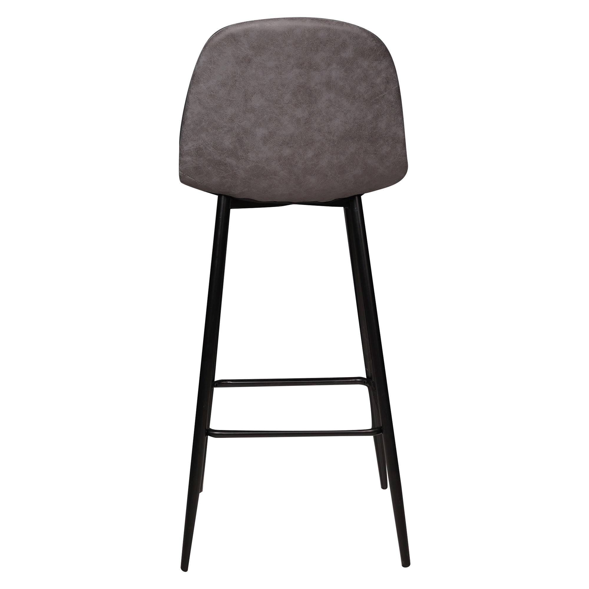 Sgabello alto da cucina in ecopelle con gambe in metallo, Sgabello con schienale per colazione, Sgabello comodo da bar, cm 44x43h106, colore Antracite