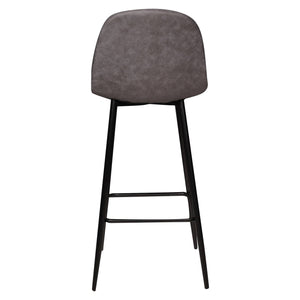 Sgabello alto da cucina in ecopelle con gambe in metallo, Sgabello con schienale per colazione, Sgabello comodo da bar, cm 44x43h106, colore Antracite