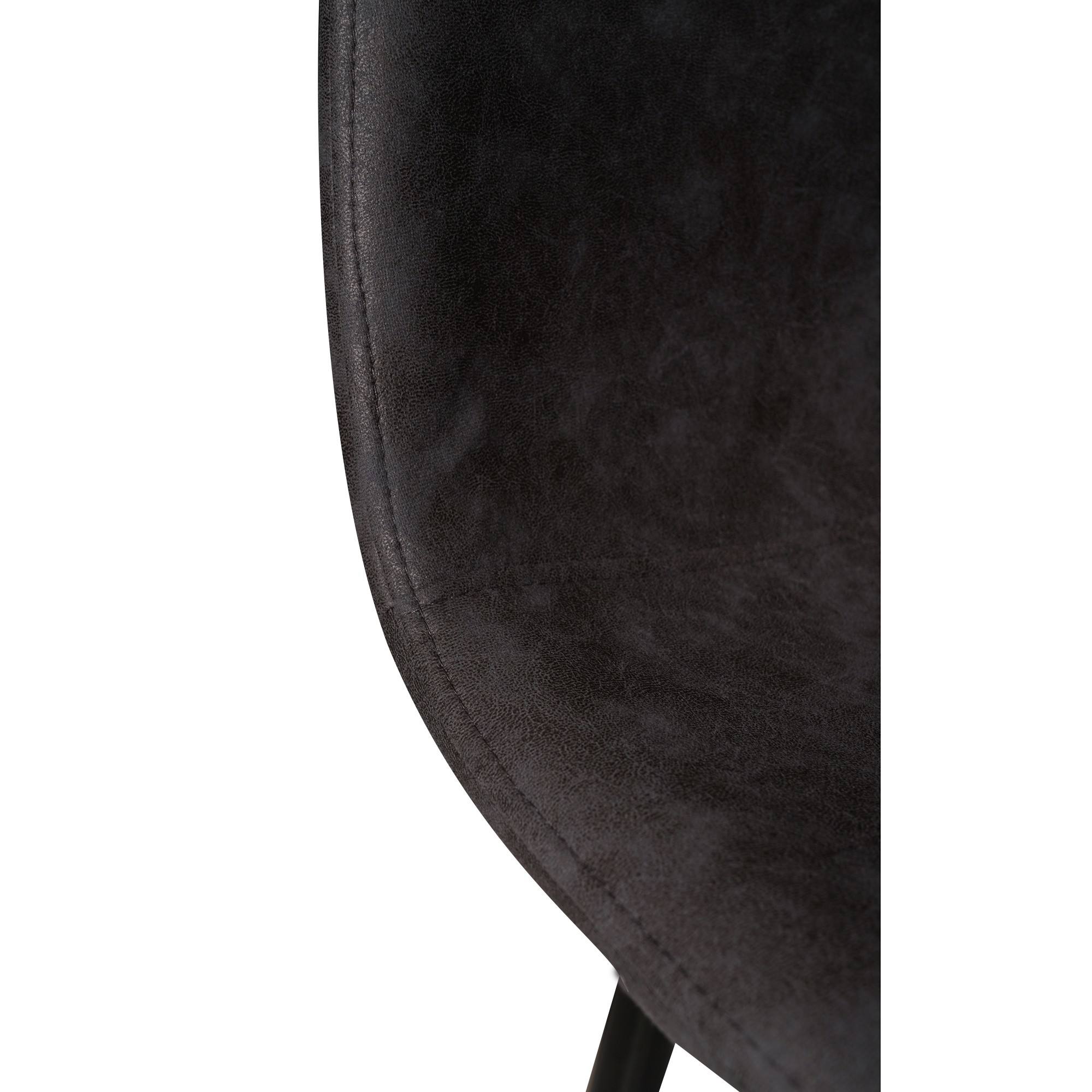 Sgabello alto da cucina in ecopelle con gambe in metallo, Sgabello con schienale per colazione, Sgabello comodo da bar, cm 44x43h106, colore Antracite