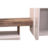 Parete attrezzata 0, Mobile porta TV moderno con Ante e ripiani, Set salotto completo con pensili, Made in Italy, Cm 277x35xh173, Bianco e Pero