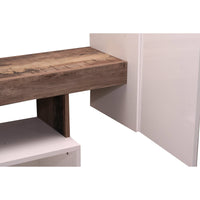 Parete attrezzata 0, Mobile porta TV moderno con Ante e ripiani, Set salotto completo con pensili, Made in Italy, Cm 277x35xh173, Bianco e Pero