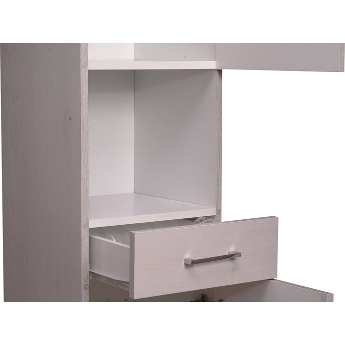 Colonna bagno 0, Armadietto moderno con 2 ante e 1 cassetto, Pensile bagno multiuso con ripiani, cm 34x34xh195, Bianco Frassinao