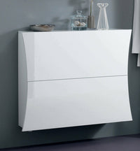 Scarpiera Kronos, Made in Italy, a 2 ante, Portascarpe da ingresso, cm 101x27h82, colore Bianco lucido
