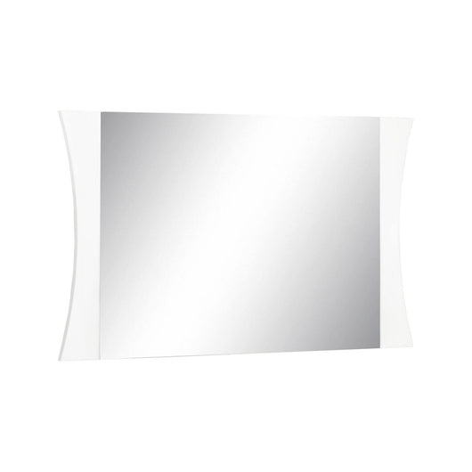 Specchiera da parete con Frida, Made in Italy, Specchio da bagno, cm 110x2h60, colore Bianco lucido