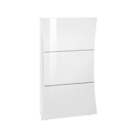 Scarpiera Ambrosio, Made in Italy, 3 ante, Portascarpe da ingresso, cm 71x27h122, colore Bianco lucido