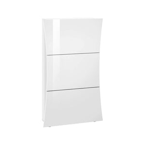 Scarpiera Ambrosio, Made in Italy, 3 ante, Portascarpe da ingresso, cm 71x27h122, colore Bianco lucido