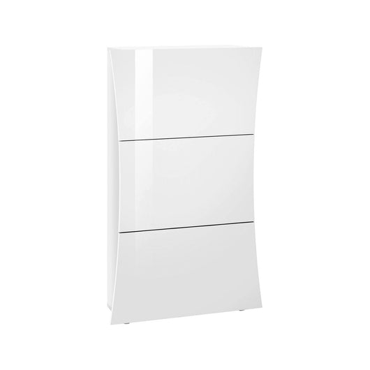 Scarpiera Ambrosio, Made in Italy, 3 ante, Portascarpe da ingresso, cm 71x27h122, colore Bianco lucido