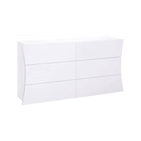 ComÒ² geometrico Albelaziz, Made in Italy, Mobiletto per Soggiorno e Camera, Credenza 6 cassetti, cm 155x40h82, colore Bianco lucido