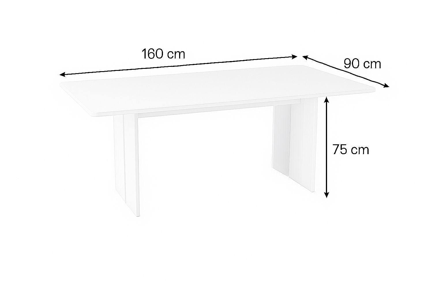 Tavolo da pranzo moderno Alibi, Made in Italy, Tavolo rettangolare di design, Tavolo da cucina, cm 160x90h75, colore Bianco lucido
