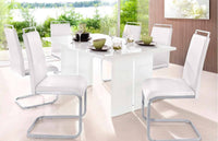 Tavolo da pranzo moderno Alibi, Made in Italy, Tavolo rettangolare di design, Tavolo da cucina, cm 160x90h75, colore Bianco lucido