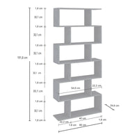 Libreria alta bifacciale a 6 Alowha, Made in Italy, Scaffale per libri e documenti, Libreria a zig zag da ufficio, cm 80x25h192, Bianco lucido