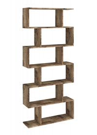 Libreria alta bifacciale a 6 Alowha, Made in Italy, Scaffale per libri e documenti, Libreria a zig zag da ufficio, cm 80x25h192, Acero