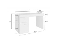 Scrivania per ufficio con cassettiera e piano Alpaca, Made in Italy, Scrittoio porta PC, cm 100x60h75, Bianco lucido Larice