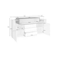 Credenza Arbon, Madia di design a 3 ante, Made in Italy, Mobile Porta TV, Buffet da soggiorno, cm 160x45h86, Bianco lucido e Grigio Cenere